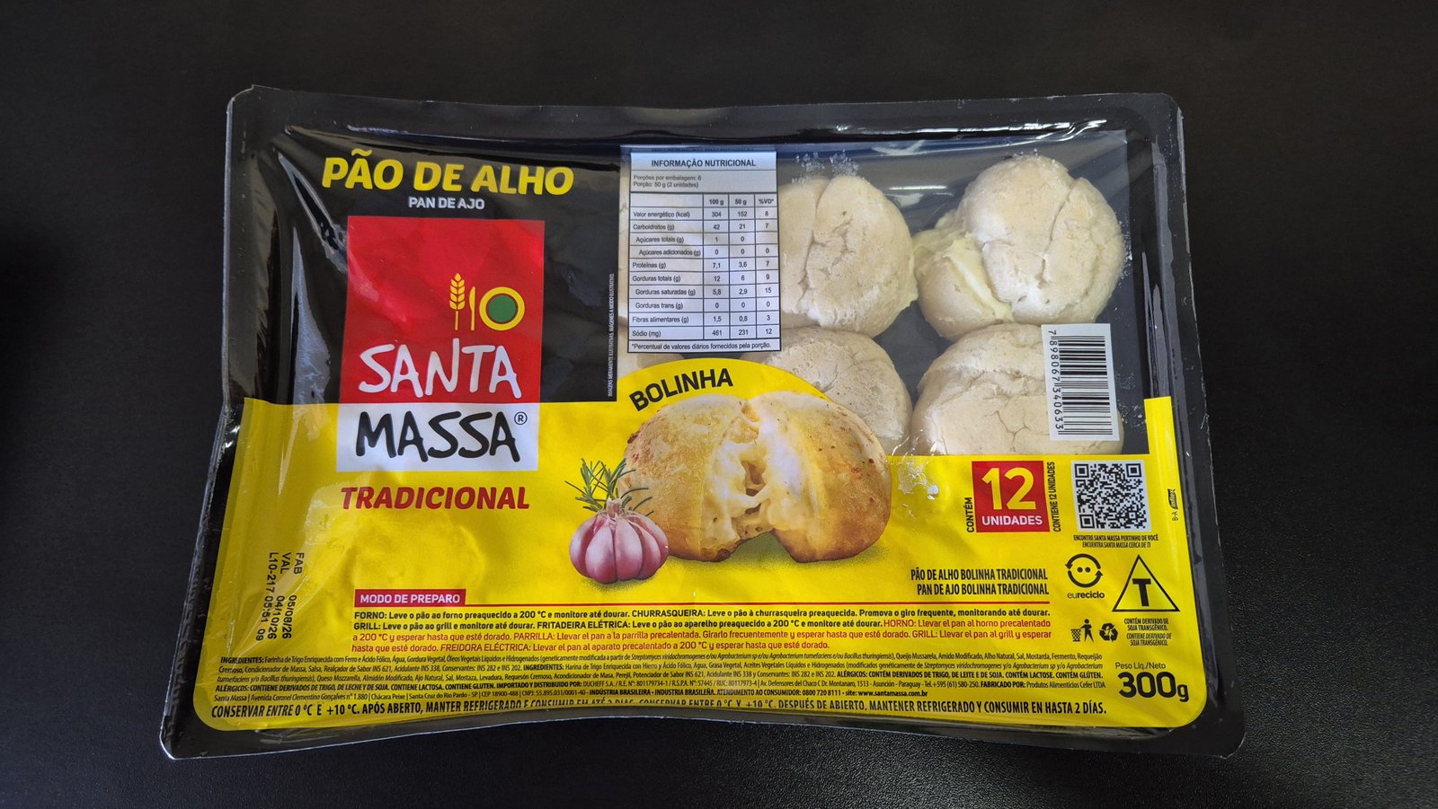 Pão de Alho Santa Massa Bolinha 300g