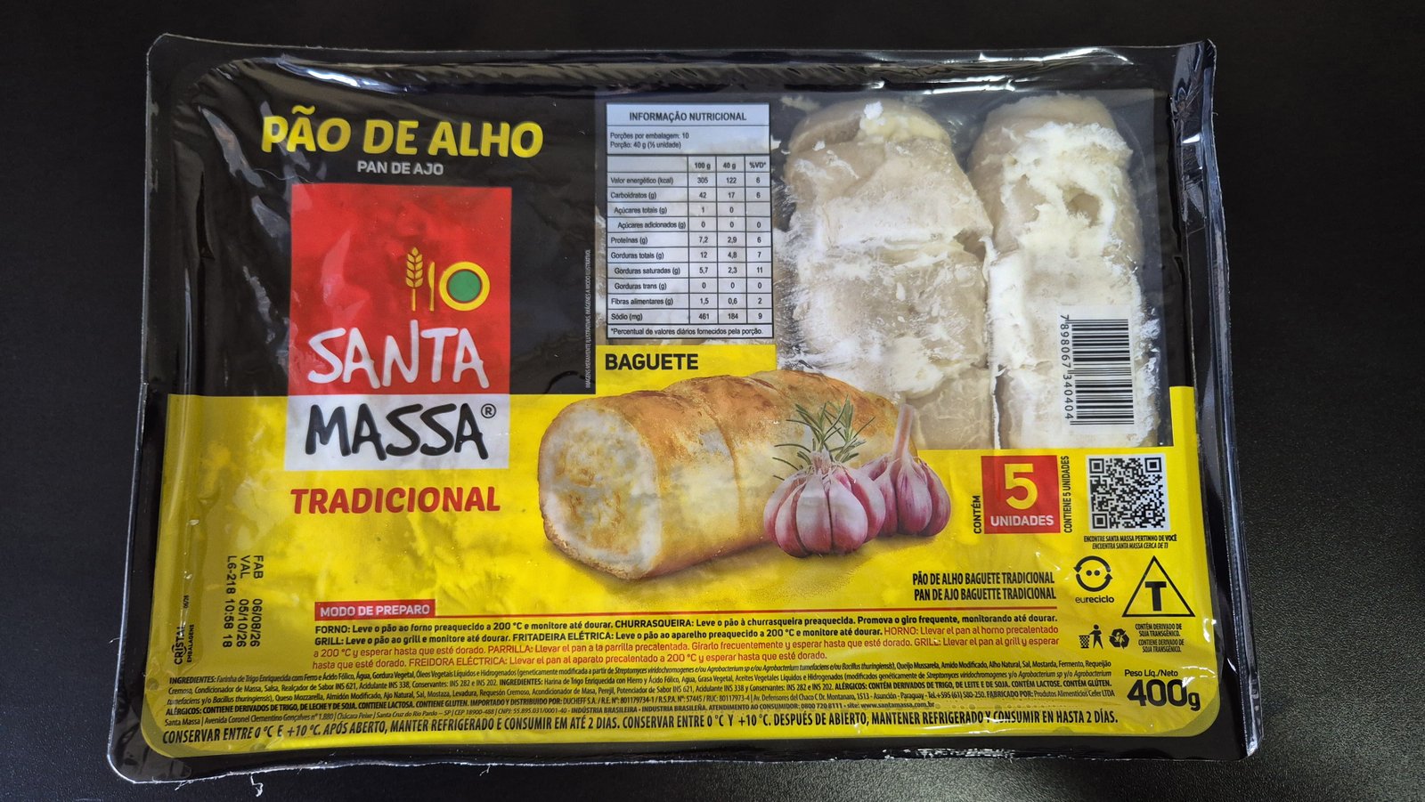 Pão de Alho Santa Massa 400g